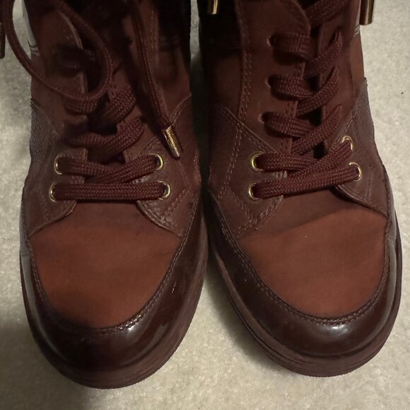 Louis Vuitton burgundy cliffhanger wedge sneakers 6 cm internal wedge - Picture 10 of 16